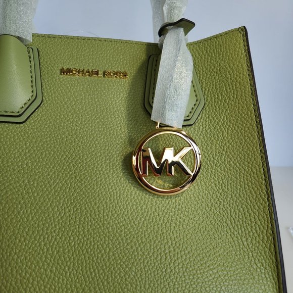 Michael Kors Medium Pebbled Leather Mercer Crossbody Bag Sage Green - Picture 4 of 14